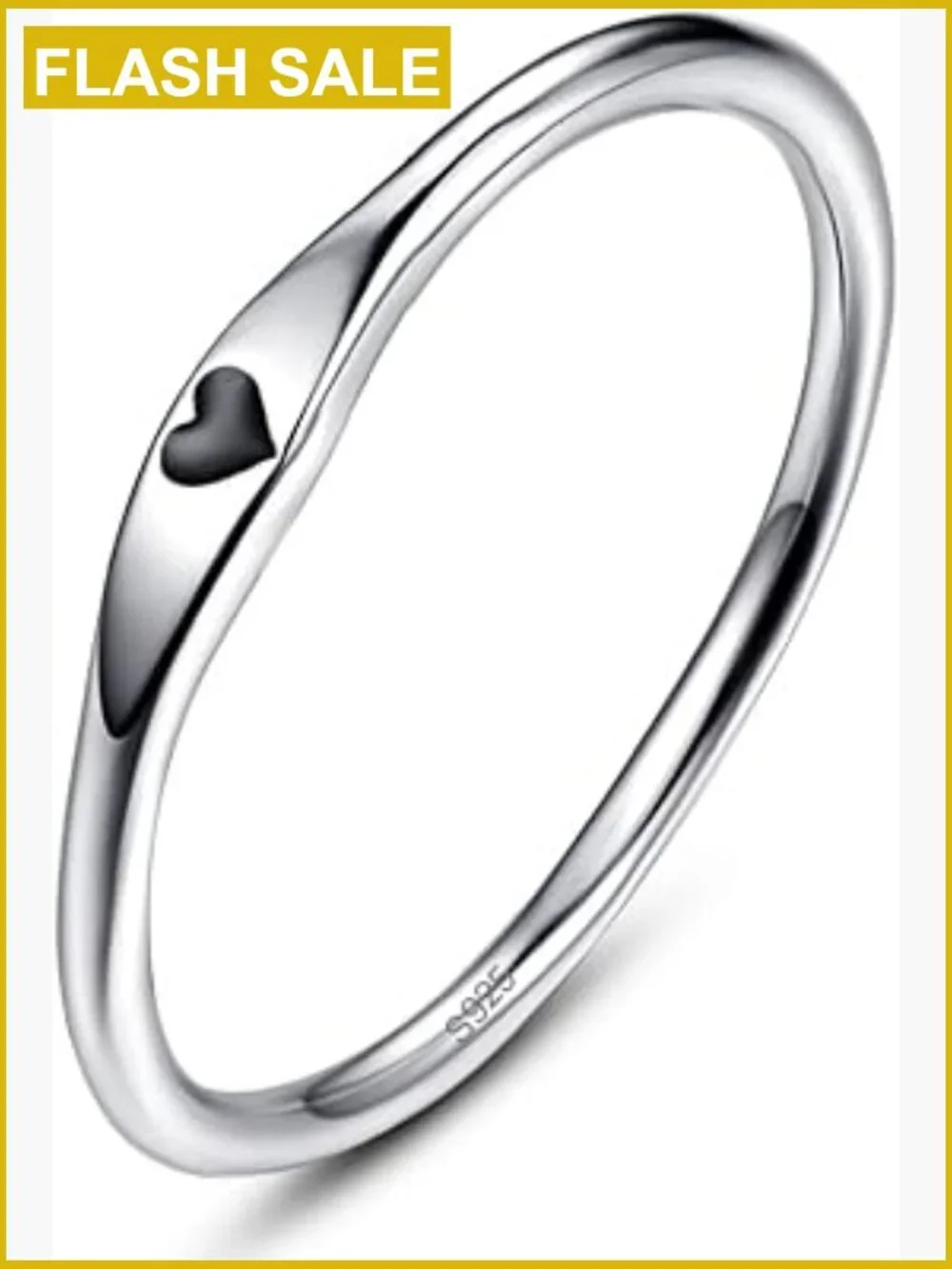 Sterling Silver Heart Ring, Ultra Thin Wedding Band, Hypoallergenic Stackable